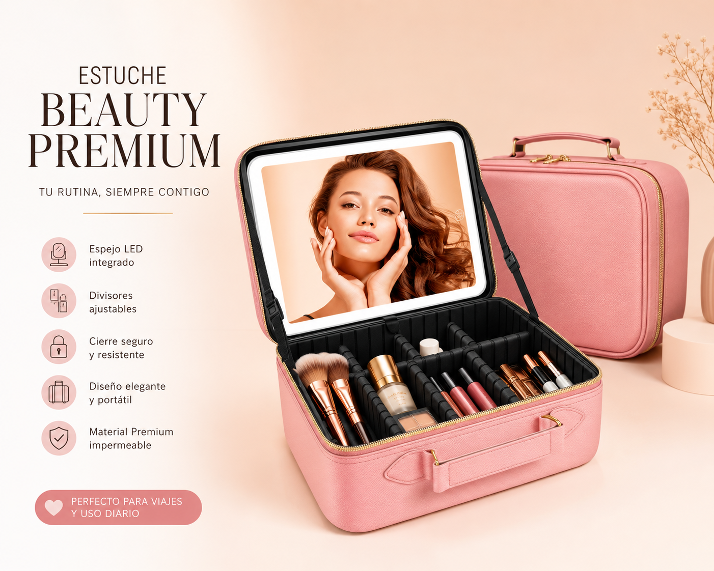 Estuche Cosmetiquera Maquillaje Espejo