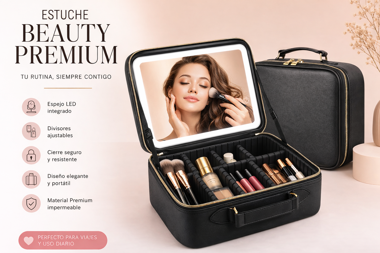 Estuche Cosmetiquera Maquillaje Espejo